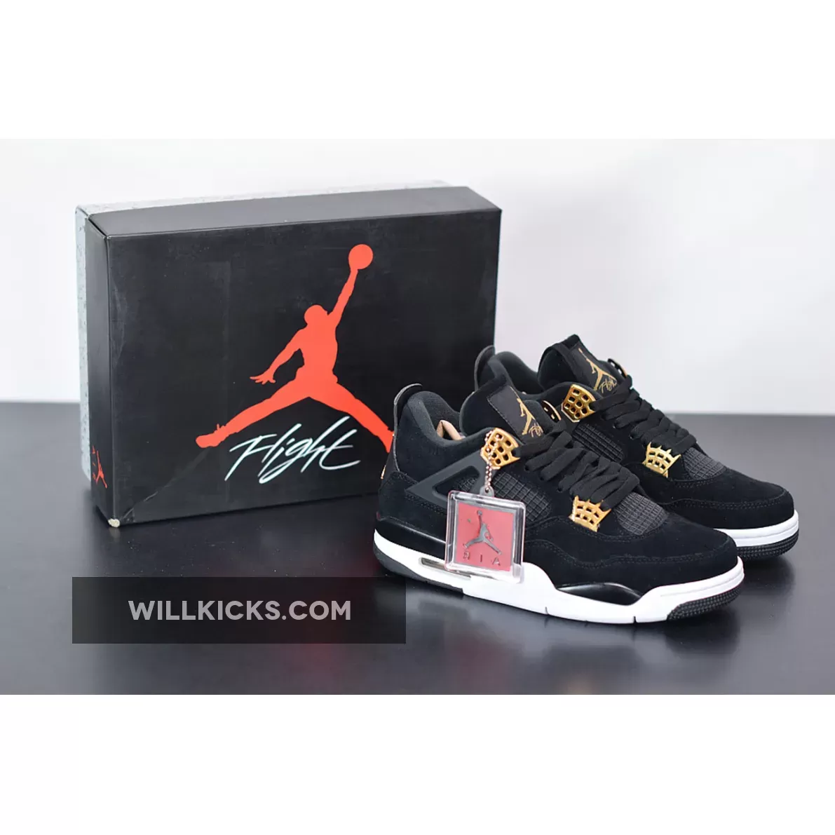 Air Jordan 4 'Royalty' Black/Metallic Gold-White 308497-032 - white and gold jordan 4