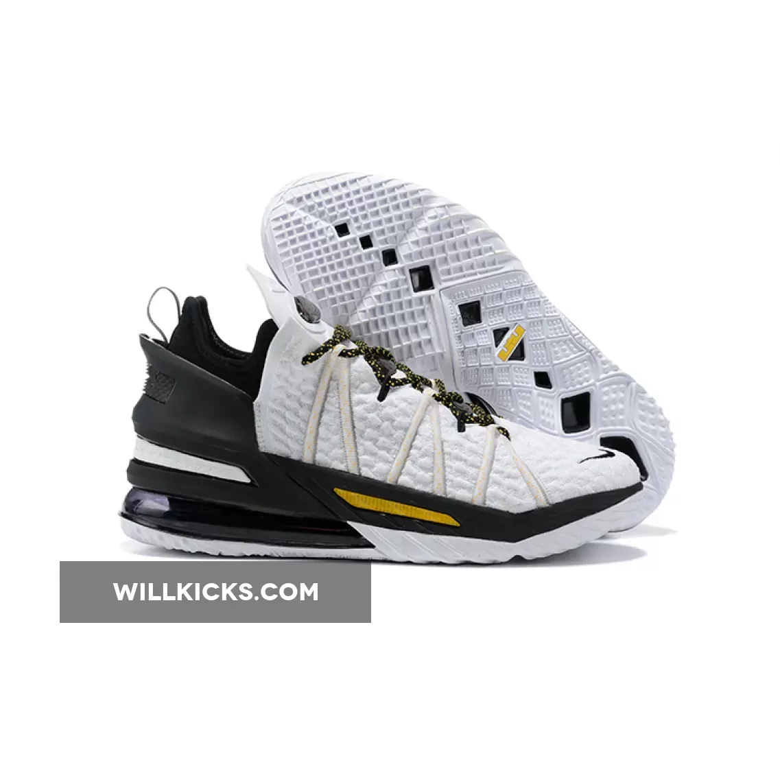 Nike LeBron 18 'Home' White/Amarillo-Black CQ9283-100 #lebron 18 white and black