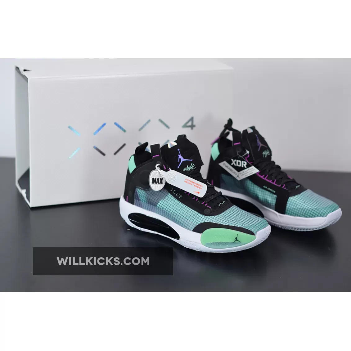 Air Jordan 34 Blue Void/Green Glow-Black-Metallic Silver, air jordan 34 blue