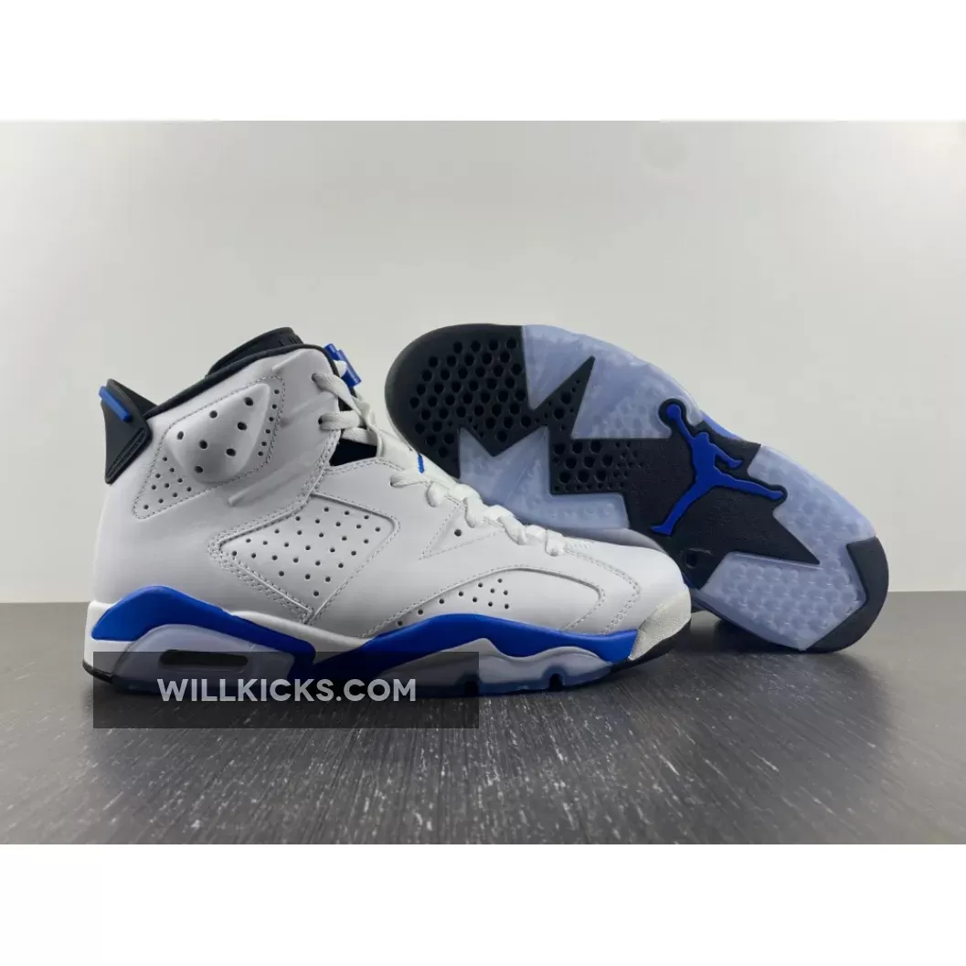 Air Jordan 6 White/Sport Blue-Black 384664-107 New Releases