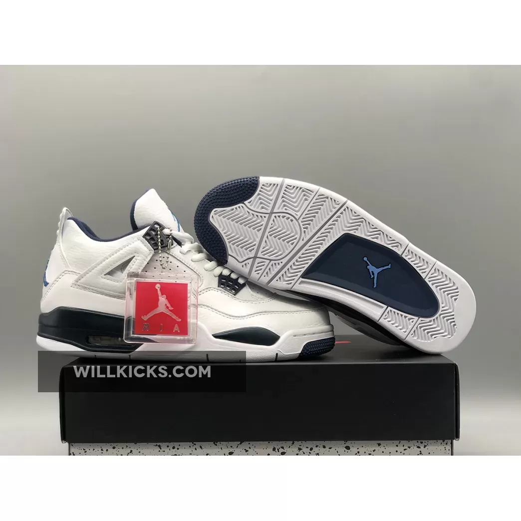 Air Jordan 4 Retro 'Columbia' White/Legend Blue-Midnight Navy / blue and white new jordans