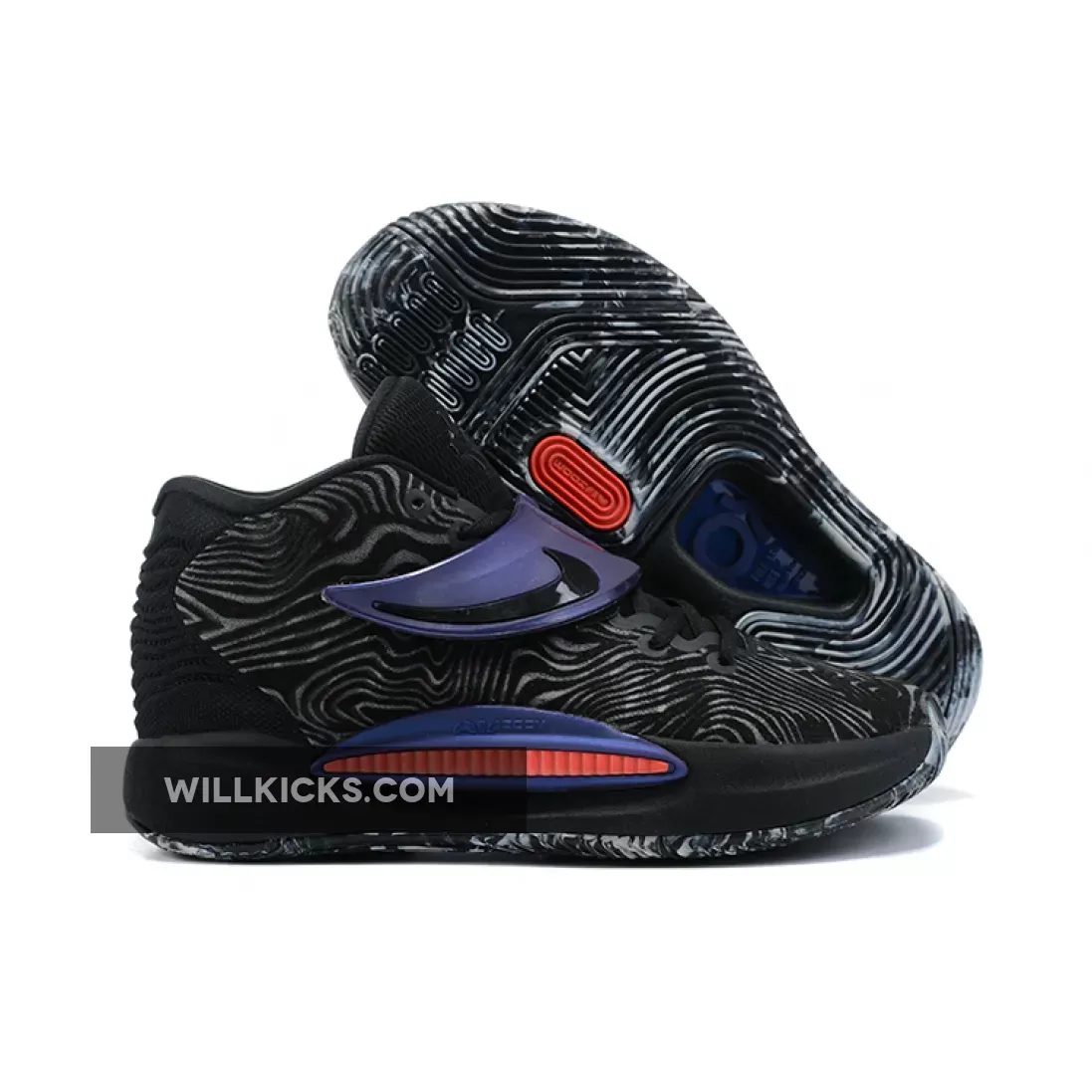 Nike KD 14 Black Blue DC9380-001 / kd 14 all black