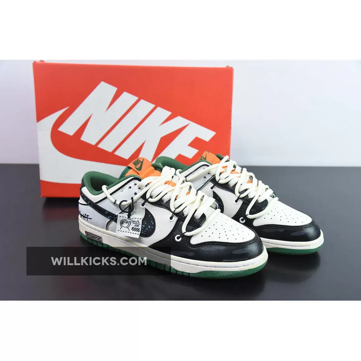 Nike Dunk Low Custom 'Hold Me Tight' White Black Green Orange 1684053240 New Releases