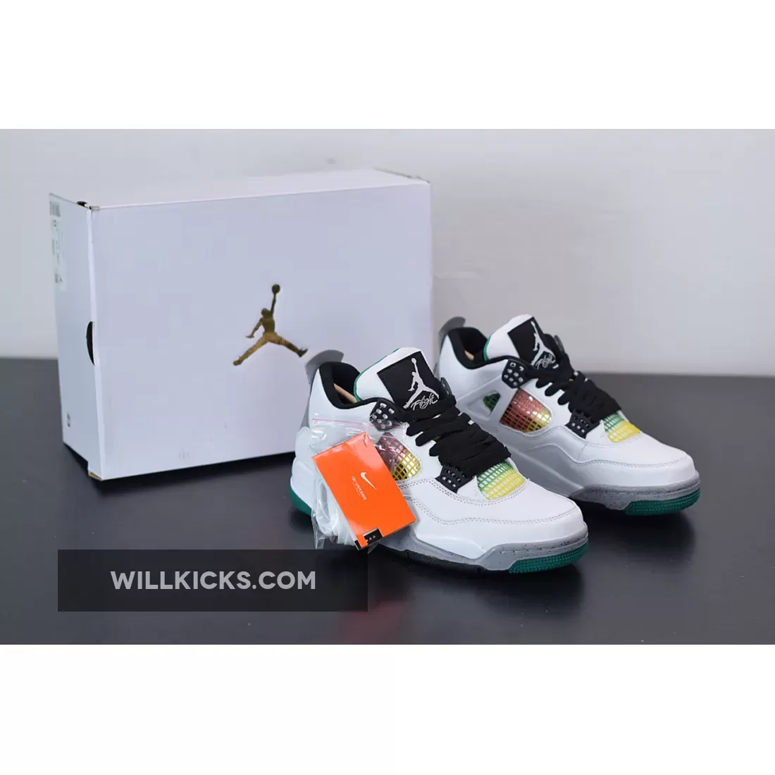 Air Jordan 4 Retro 'Green Rasta' White/Black/University Red/Lucid Green, lucid green jordan 4