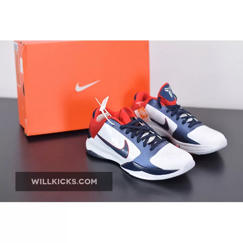 Nike Kobe 5 Protro White/Obsidian-Red , Kobe 5 Red 386430-103