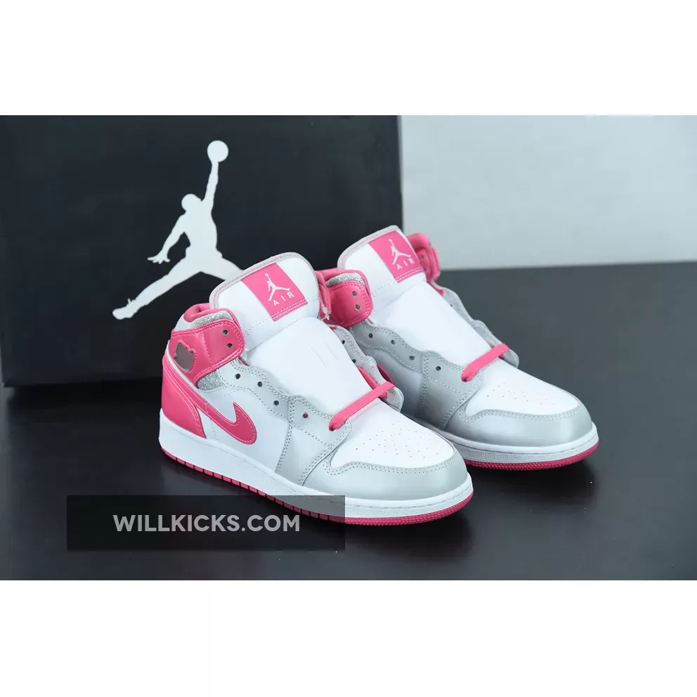 Air Jordan 1 Mid White/Metallic Platinum-Dynamic Pink 555112-109 New Releases