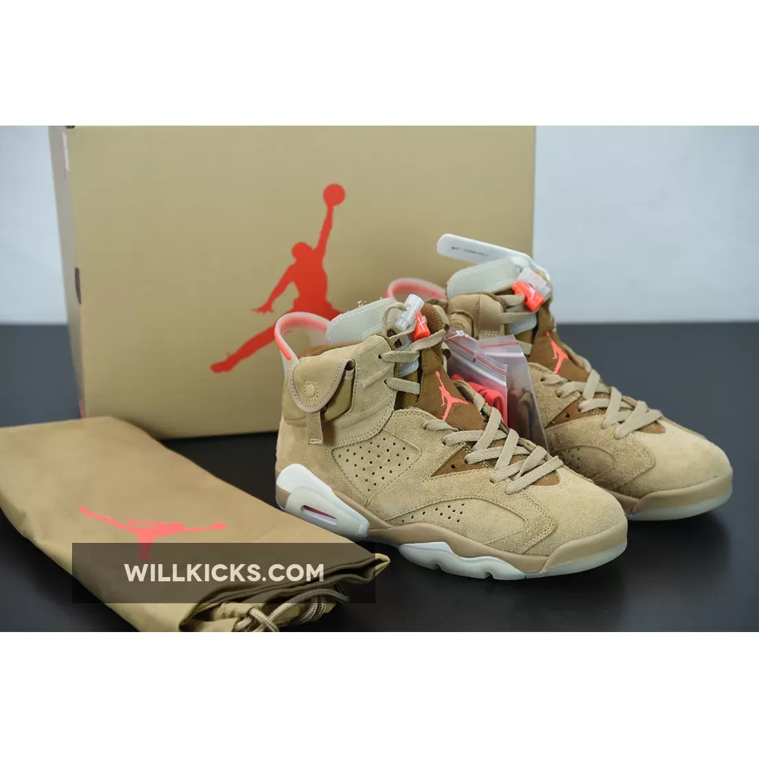 Travis Scott x Air Jordan 6 SP British Khaki/Bright Crimson-Sail DH0690-200 / travis scott 6s khaki