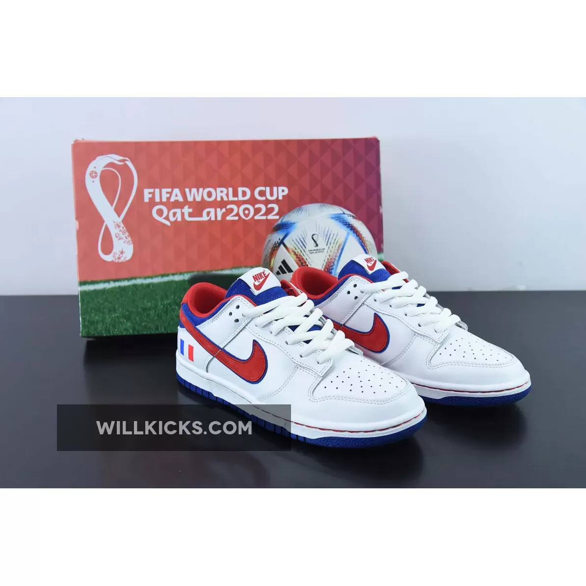 Custom Nike Dunk Low 'France' White Blue Red 1675861162 Discount