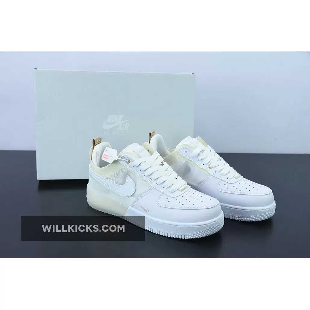 Nike Air Force 1 React White/Coconut Milk-Light Iron Ore DH7615-100 / nike air force 1 react coconut milk