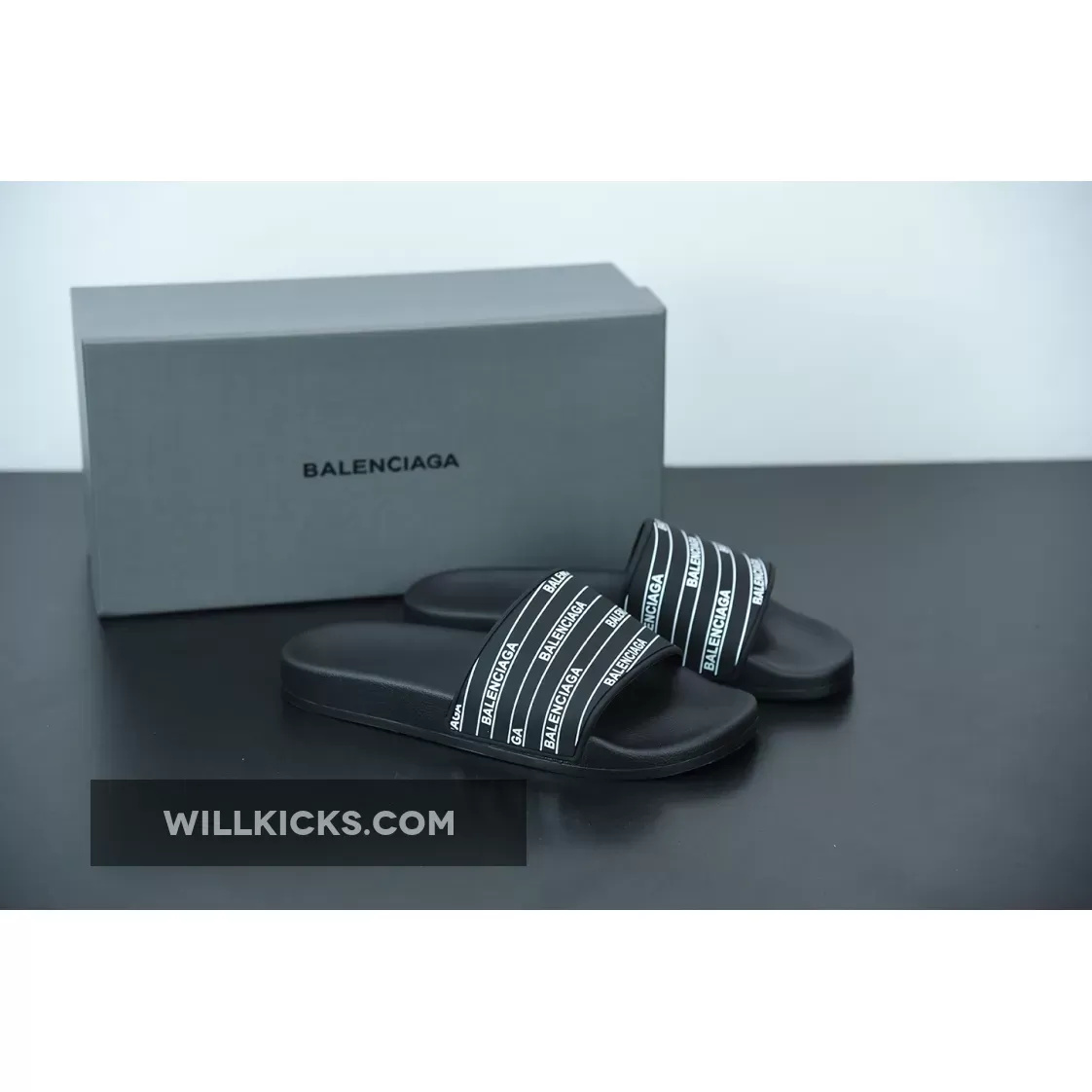 Where To Buy Balenciaga Logo Pool Sides Sandals Black Green