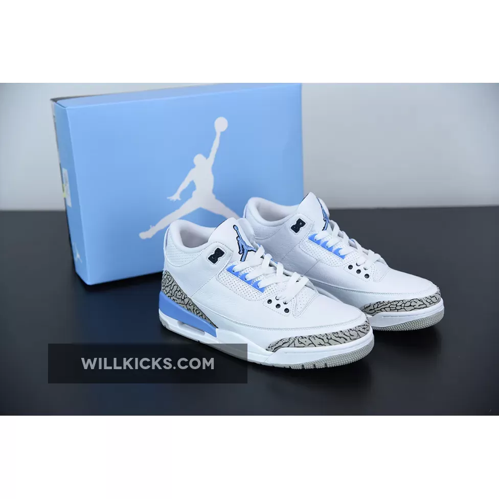 Air Jordan 3 'UNC' White/Valor Blue-Tech Grey CT8532-104 - unc 3s