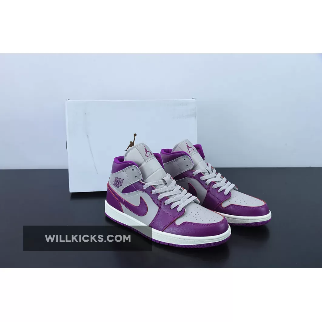 Air Jordan 1 Mid Magenta/Light Grey/White BQ6472-501 / jordan 1 mid magenta