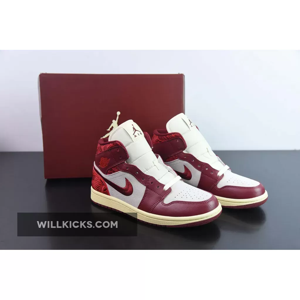 Air Jordan 1 Mid 'Tiki Leaf' Team Red/Sail/Muslin DZ2820-601 To Buy