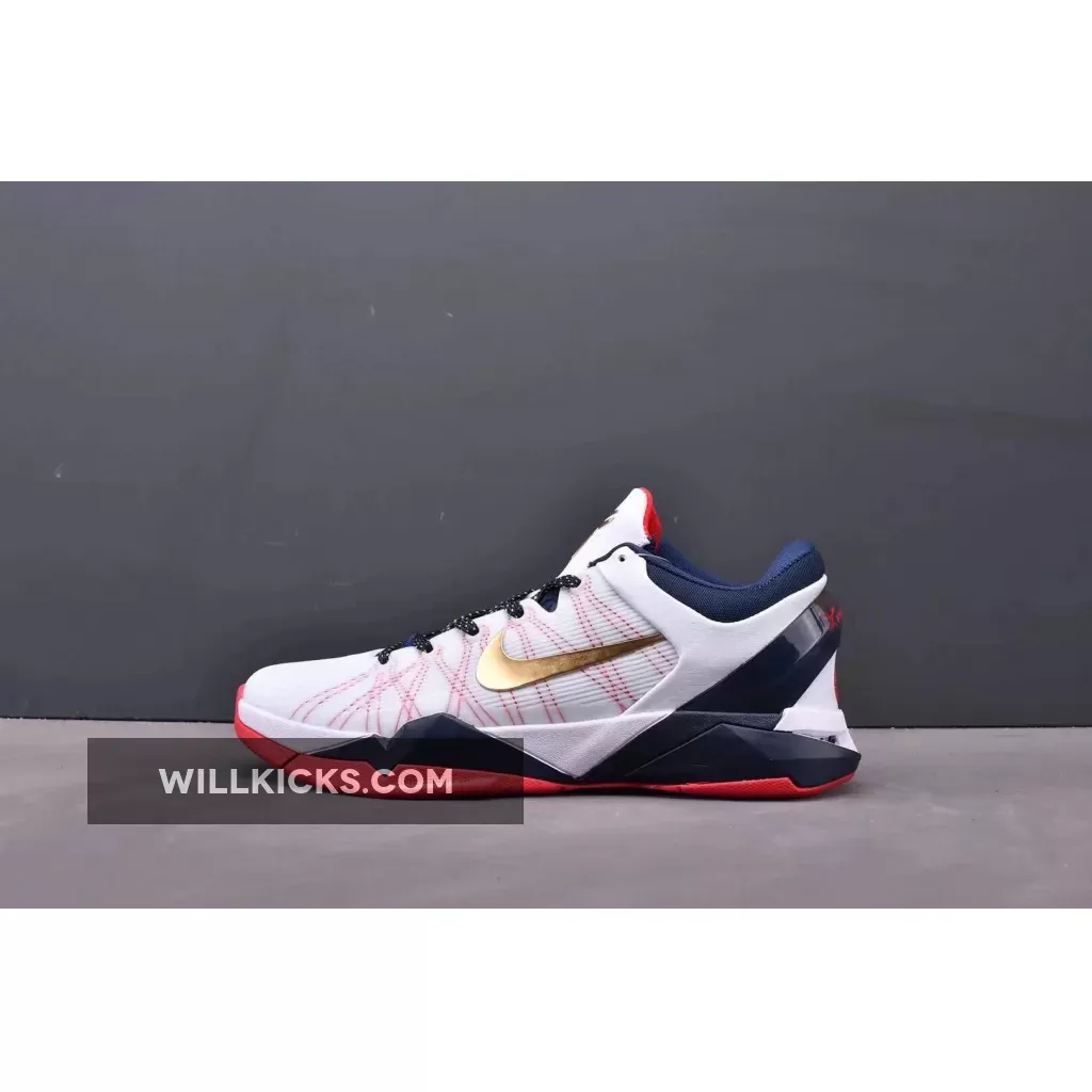 Kobe Gold Medals / Nike Zoom Kobe 7 System 'Gold Medal' White/Obsidian-University Red-Metallic 488371-104