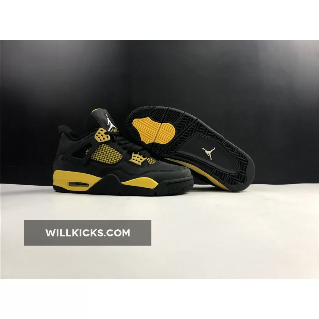 Air Jordan 4 (IV) Retro 'Thunder' Black/White-Tour Yellow - retro 4 black yellow