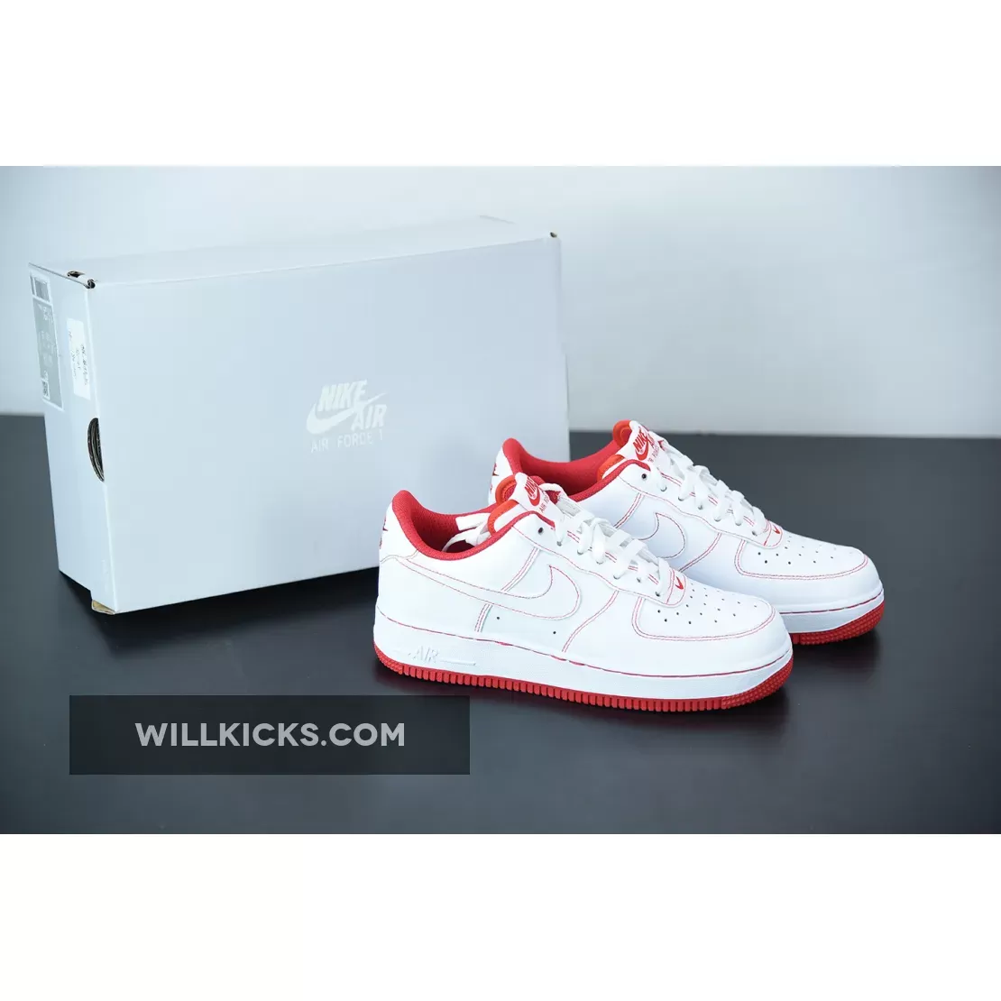 Nike Air Force 1 Low White/ University Red CV1724-100 / red low top air force 1