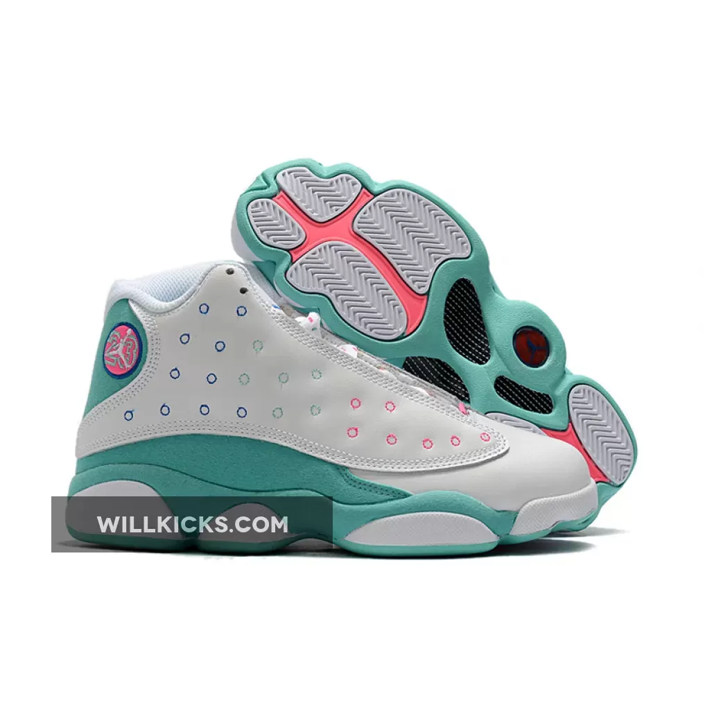 Air Jordan 13 GS White/Soar-Aurora Green-Digital Pink / aurora green jordans