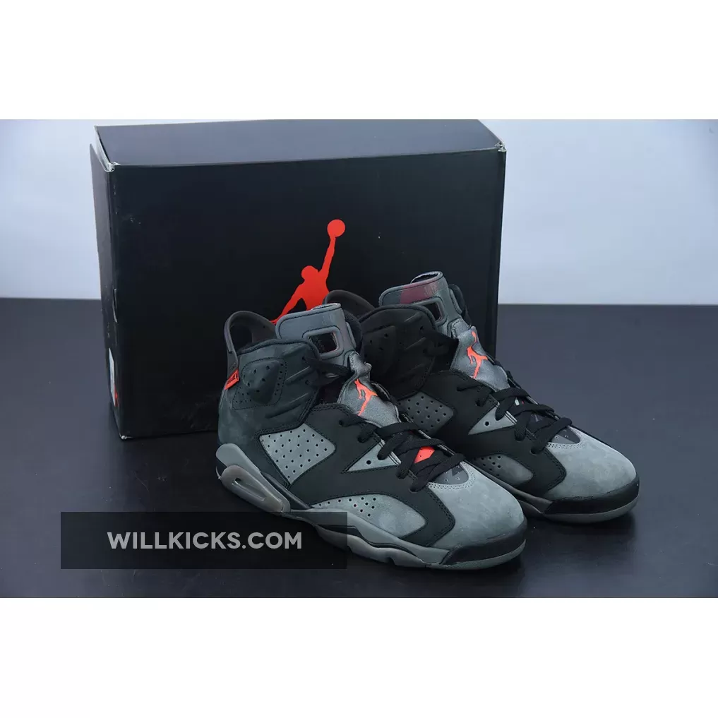 Air Jordan 6 PSG Iron Grey/Infrared 23-Black - jordan 6 psg