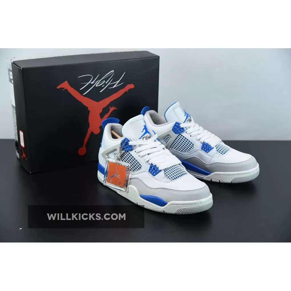 Air Jordan 4 OG White/Neutral Grey-Military Blue 308497-105 / military blues