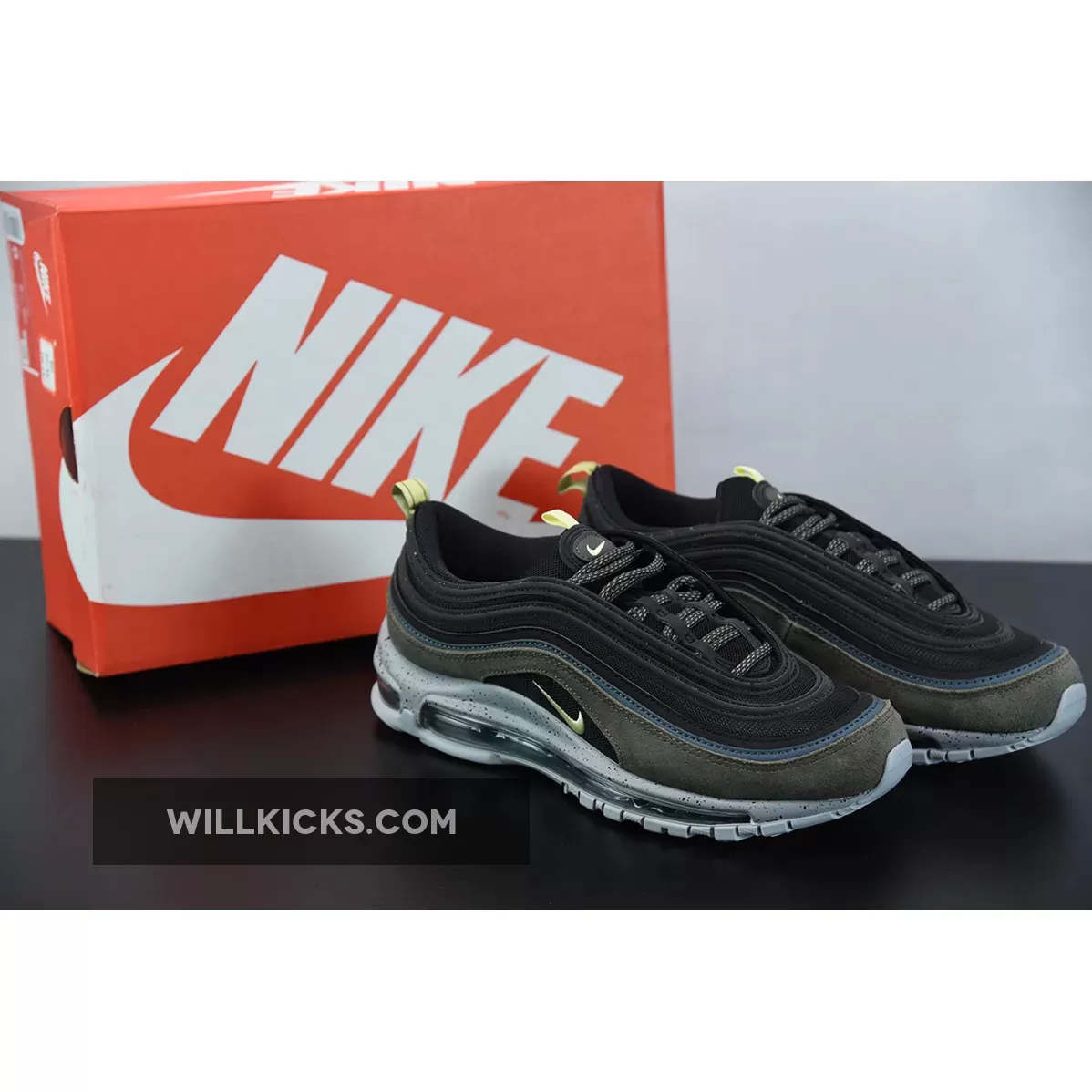 Nike Air Max 97 ‘Rock Climbing’ Black Blue Olive Yellow | nike 97 green