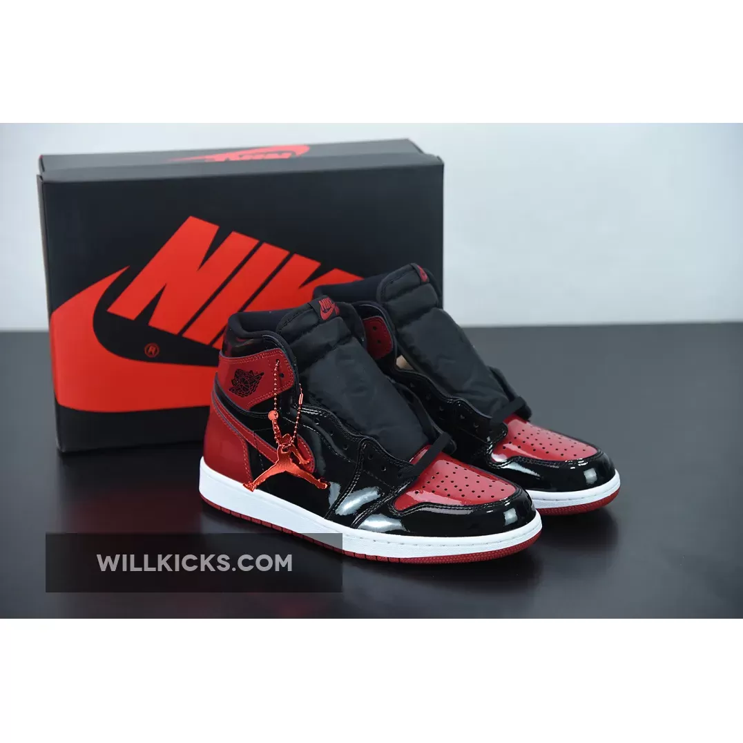 Air Jordan 1 High OG 'Bred Patent' Black/White-Varsity Red / patent black green jordan 1