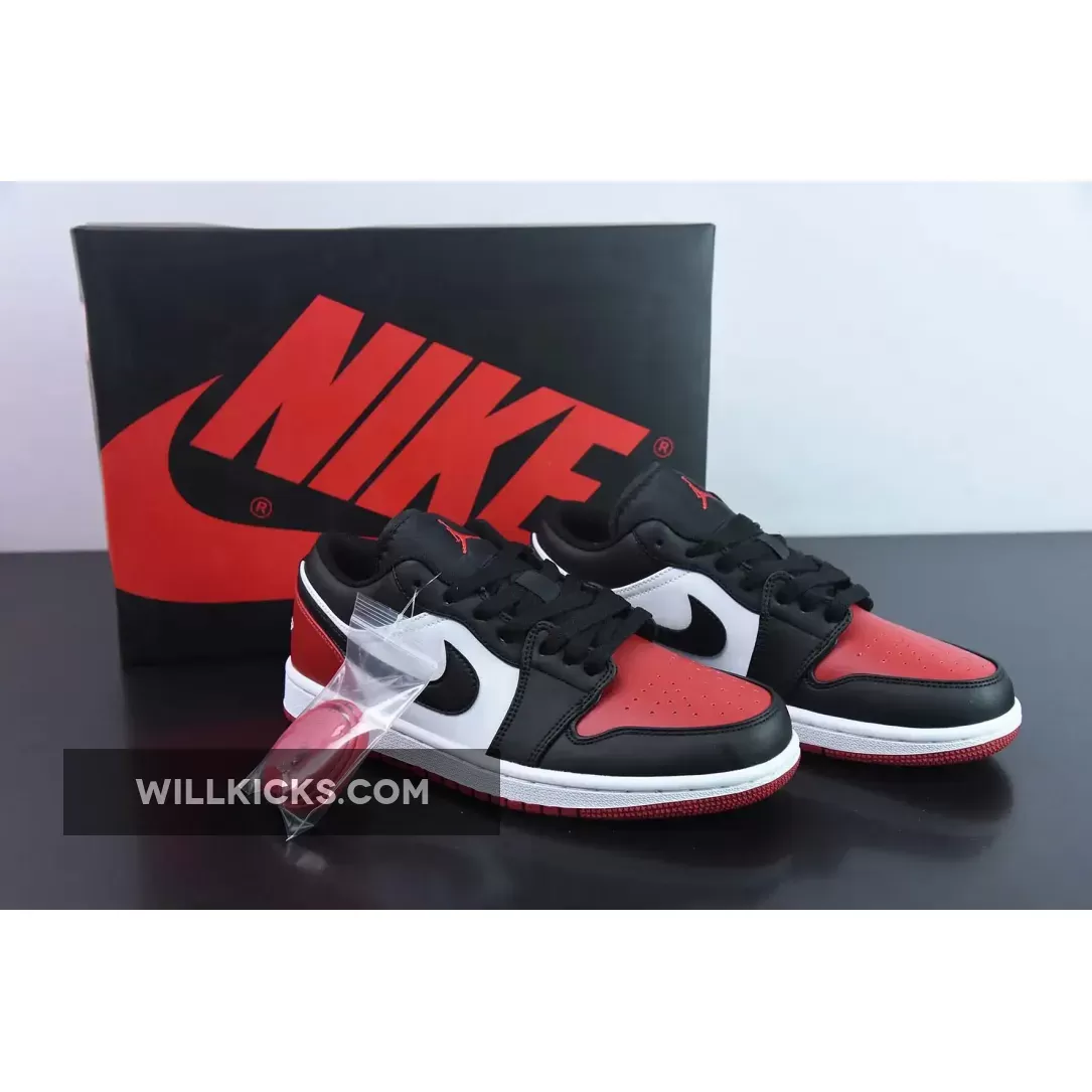 Air Jordan 1 Low 'Bred Toe' White/Black-Varsity Red 553558-161 Restock