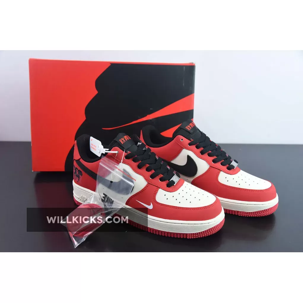 Custom Nike Air Force 1 Low "Chicago" Red White Black 1683527028