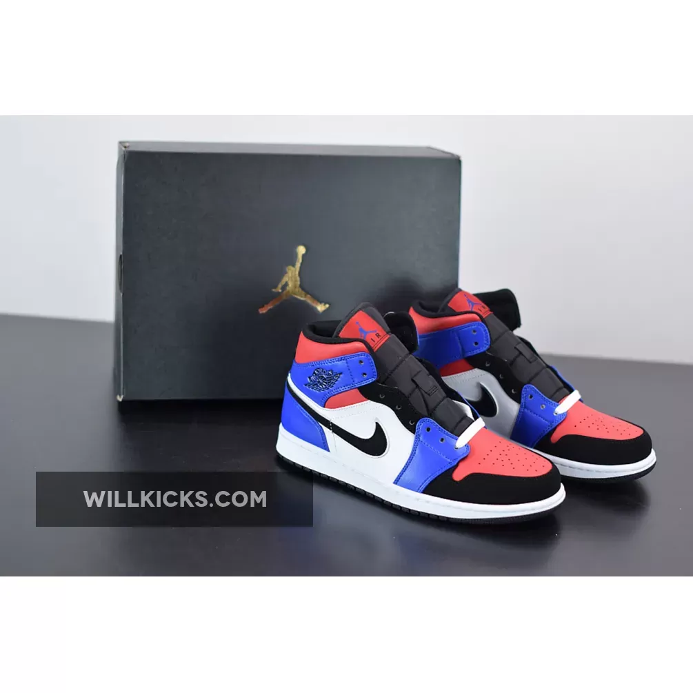 Air Jordan 1 Mid 'Top 3' Blue Red Black White 554724-124 New Releases