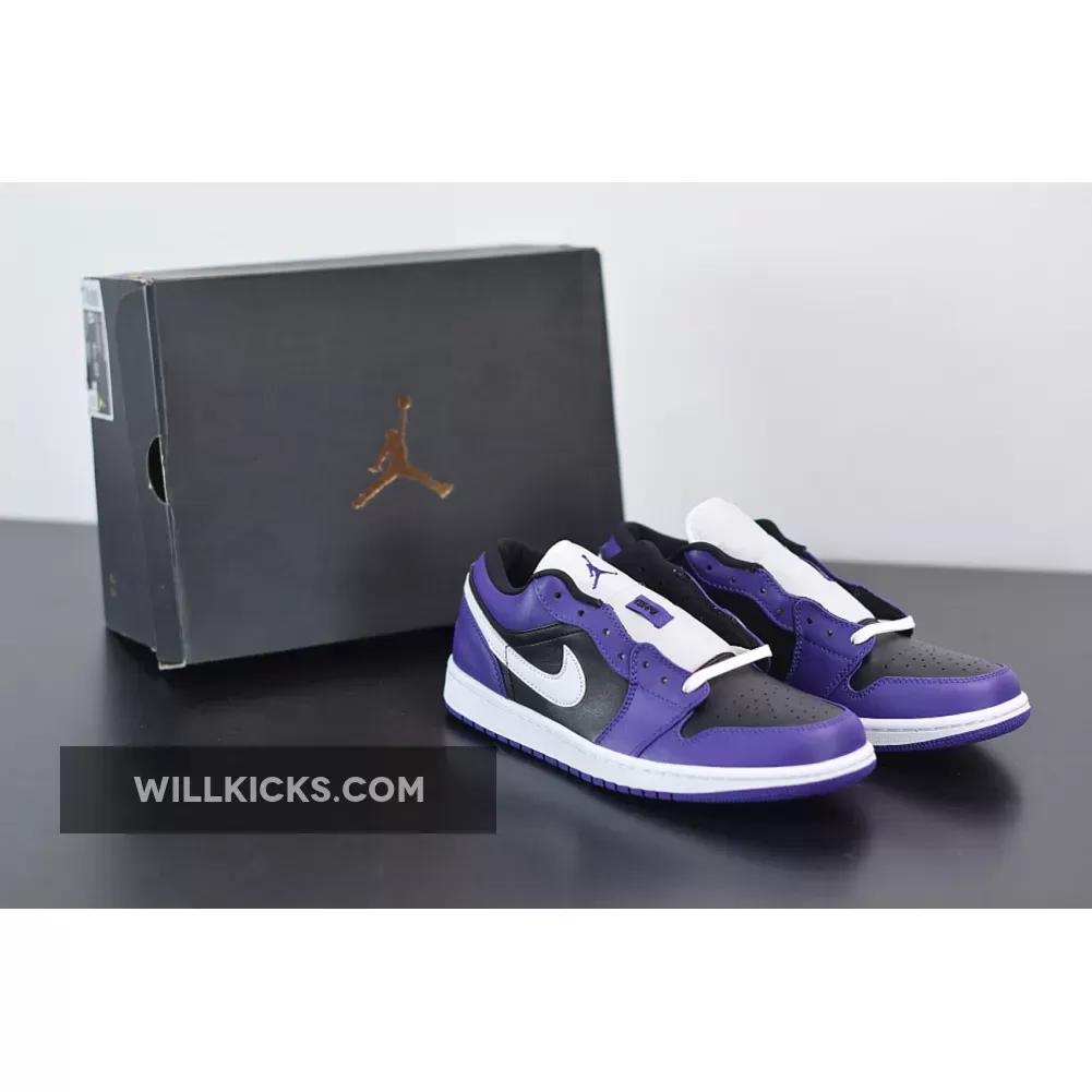 Air Jordan 1 Low Court Purple/White/Black 553558-500 #mens purple jordan 1