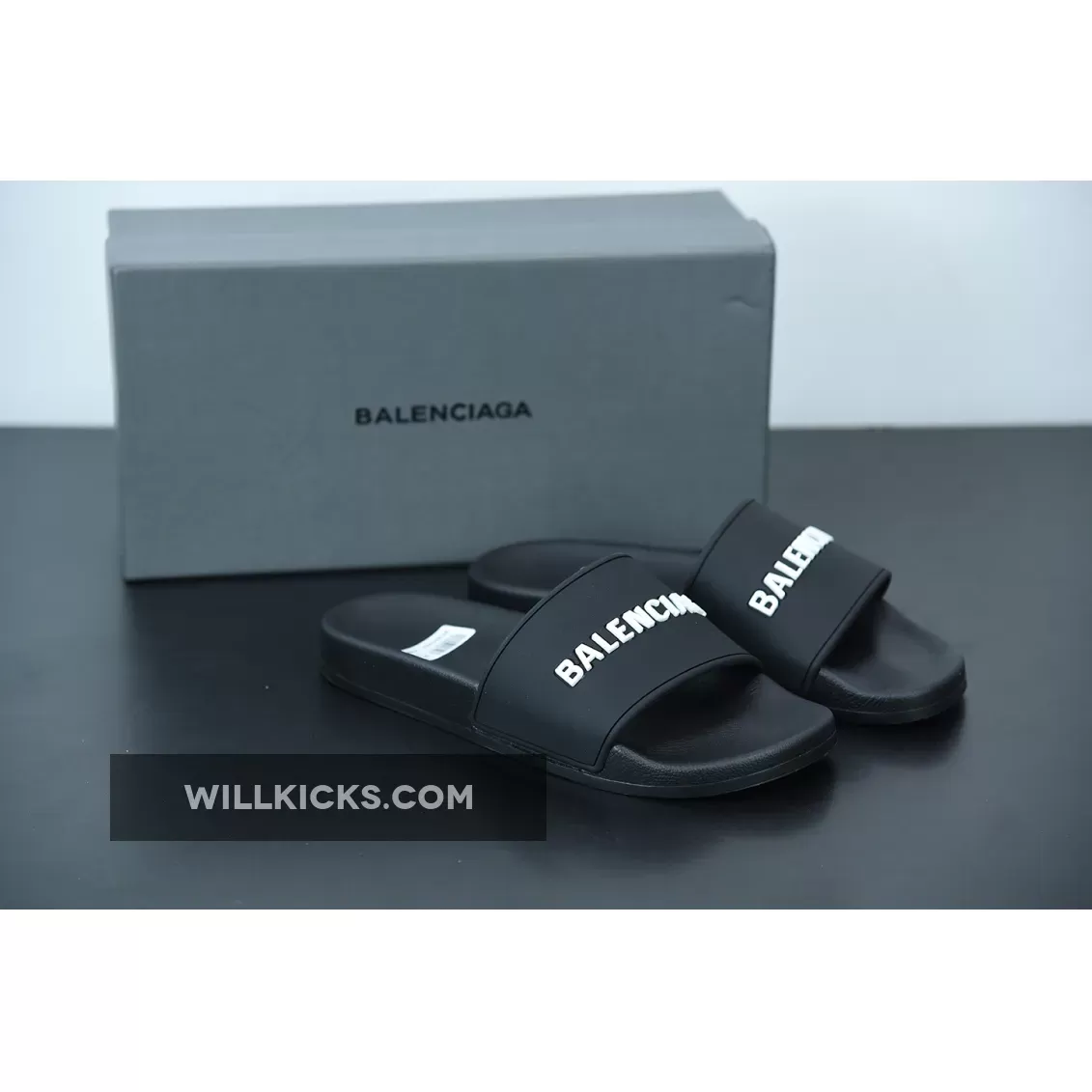 Balenciaga Logo Pool Sides Sandals Black White 1675867641 Discount