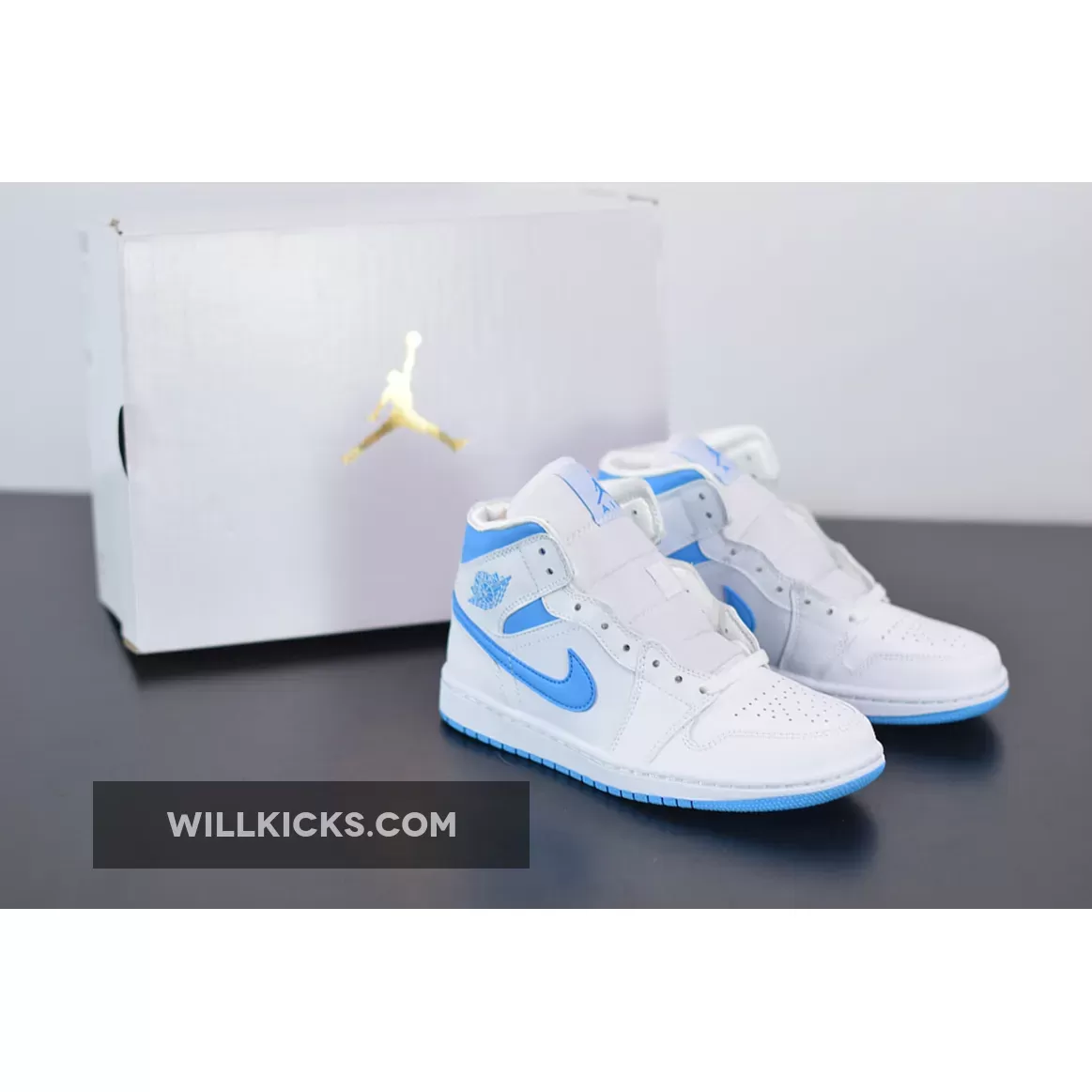 Air Jordan 1 Mid 'UNC' White Blue BQ6472-114 - white light blue jordan 1