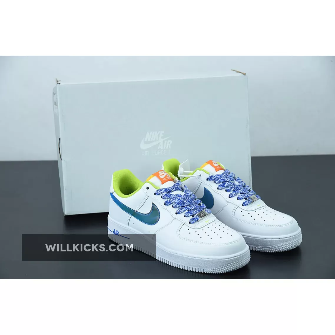 Nike Air Force 1 Low 'Iridescent Swoosh' White/Green-Blue / iridescent air force ones