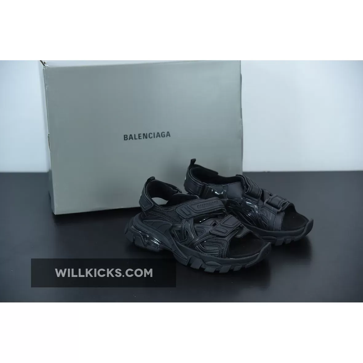 Balenciaga Track Sandals Triple Black For Sale