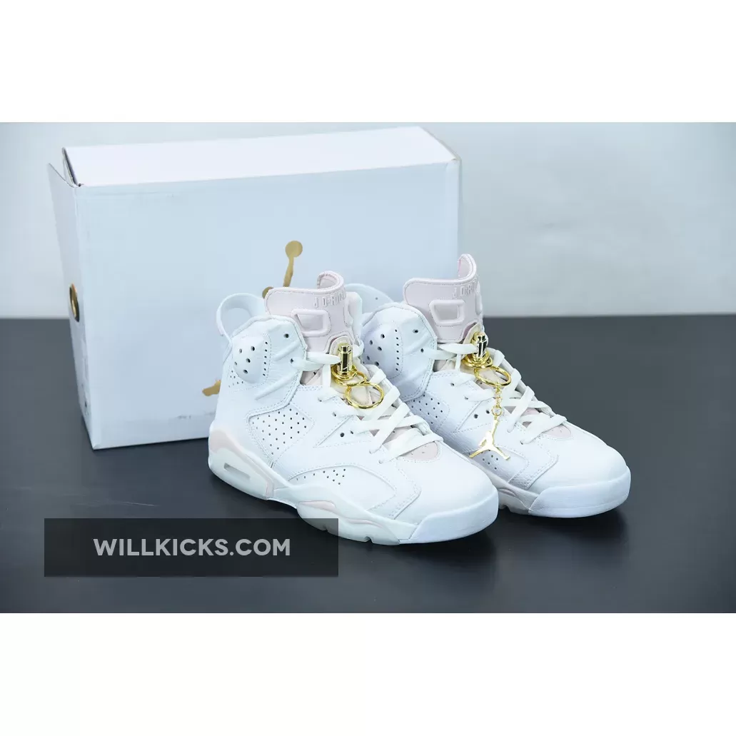 Air Jordan 6 'Gold Hoops' White/Metallic Gold/Barely Rose DH9696-100 - white gold jordan 6