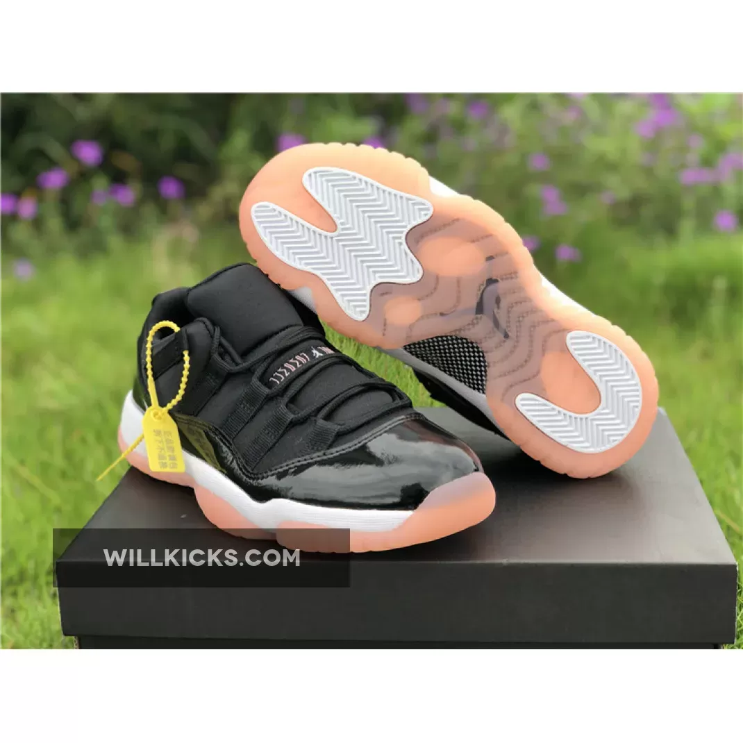 Air Jordan 11 Low GS Black/Bleached Coral-White 580521-013, jordan 11 bleached coral