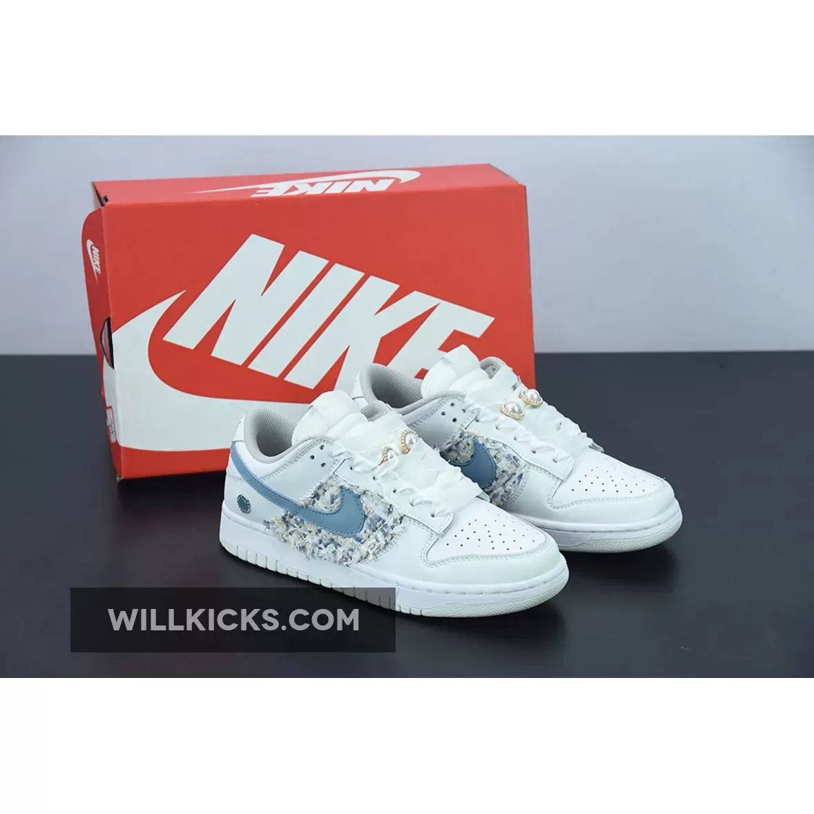 Custom Nike Dunk Low White Blue 1675864872 Online Sale