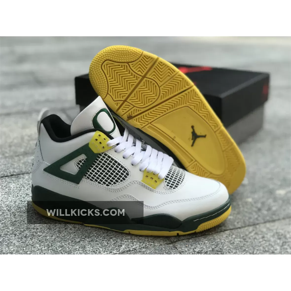 Air Jordan 4 Retro Oregon Ducks Duckman White/Green-Yellow 1678610417 For Sale