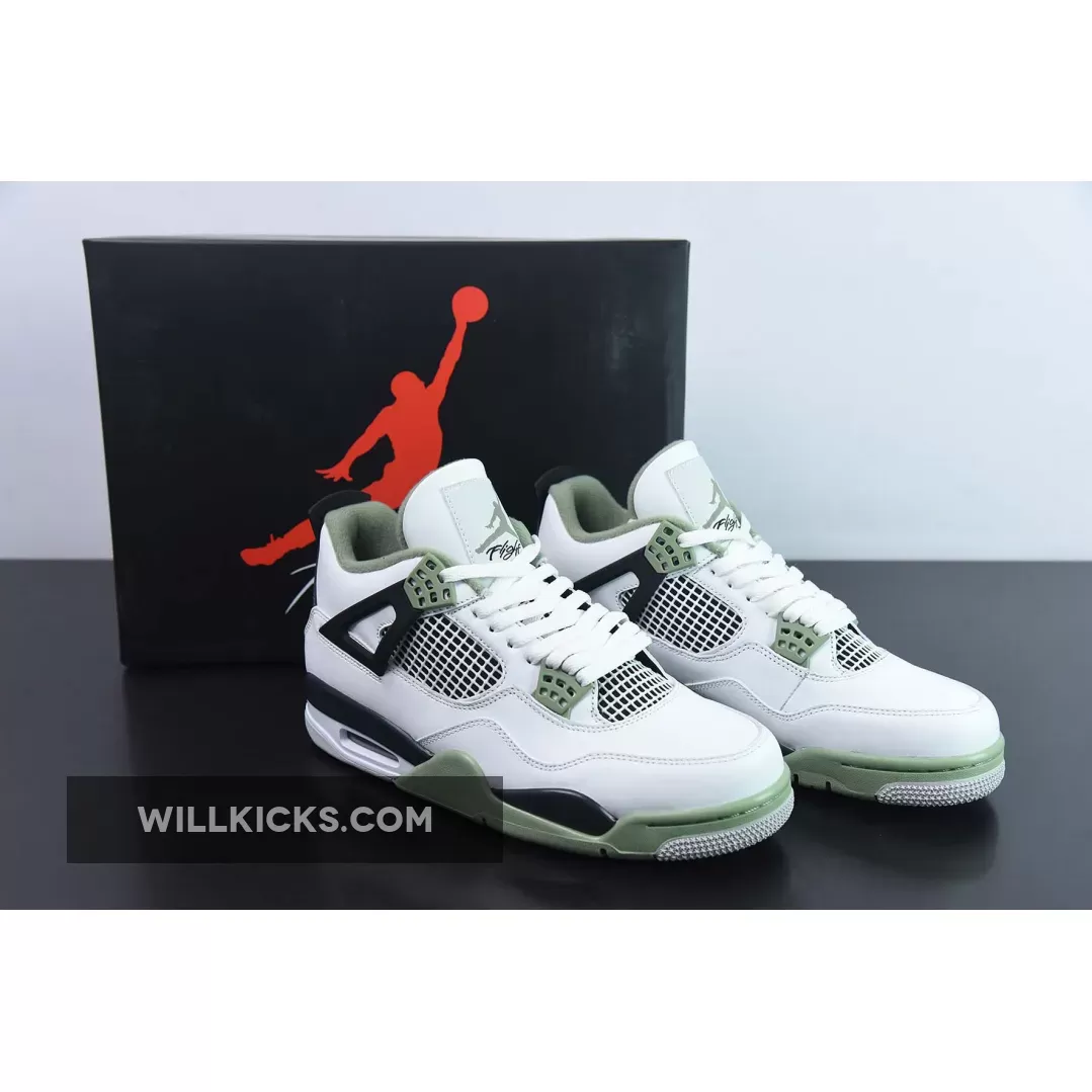 Air Jordan 4 Seafoam/White/Black/Neutral Grey AQ9129-103 / seafoam green jordan 4