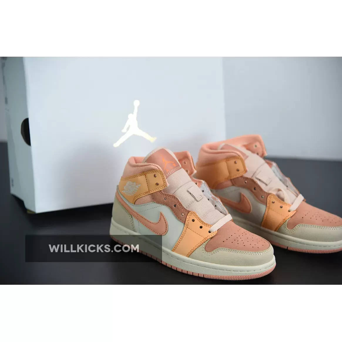 Air Jordan 1 Mid Atomic Orange/Apricot Agate-Terra Blush DH4270-800 / jordan 1 switch apricot green black