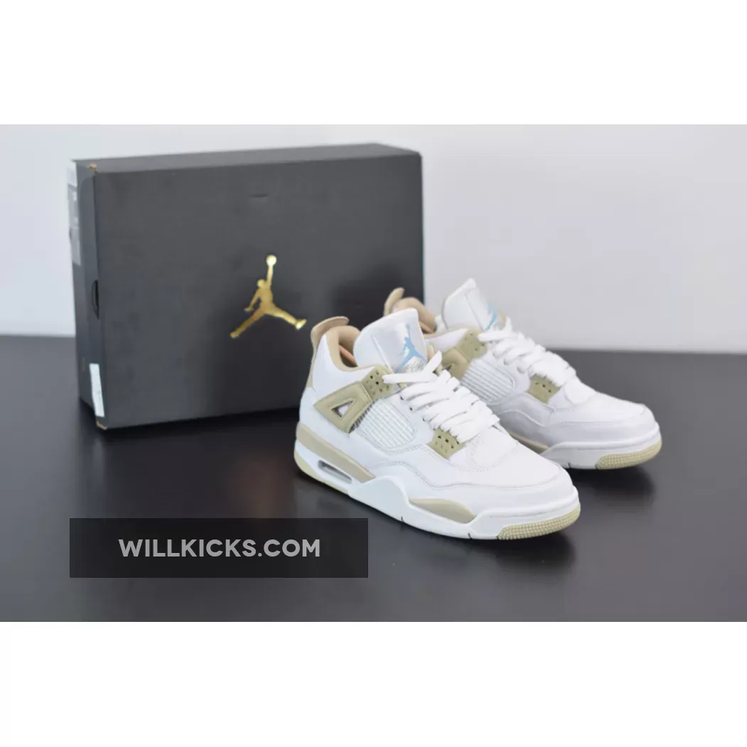 Air Jordan 4 'Linen' White/Boarder Blue-Light Sand 487724-118, linen jordan 4