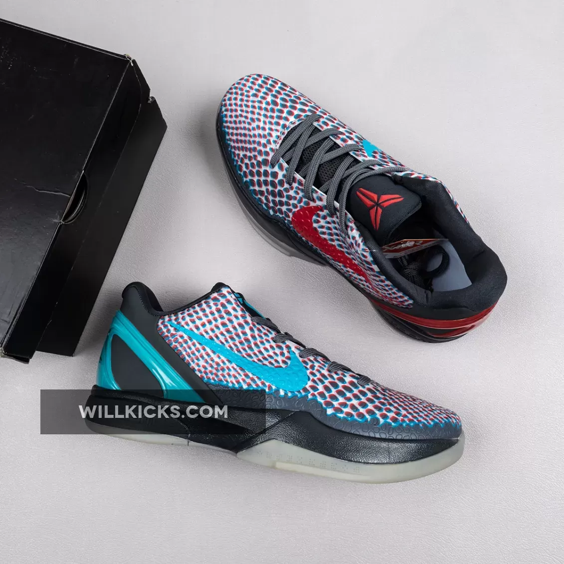 Kobe 6 Red - Nike Kobe 6 Protro '3D Hollywood' Dark Grey/Daring Red-Chlorine Blue DD2305-003