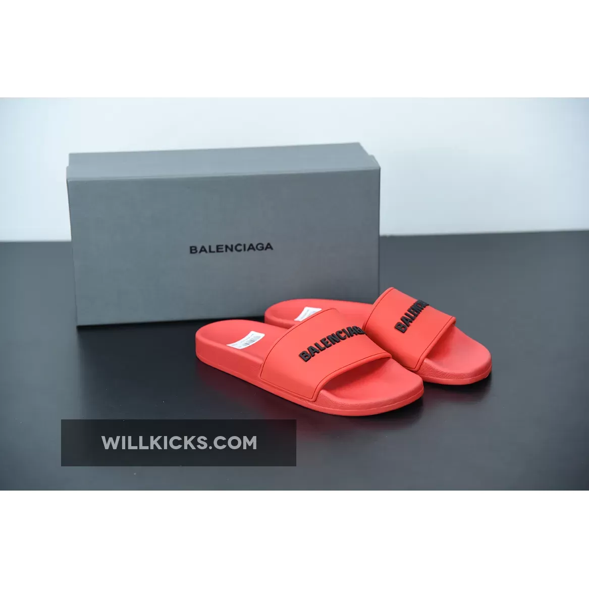 Balenciaga Logo Pool Sides Sandals Red Restock