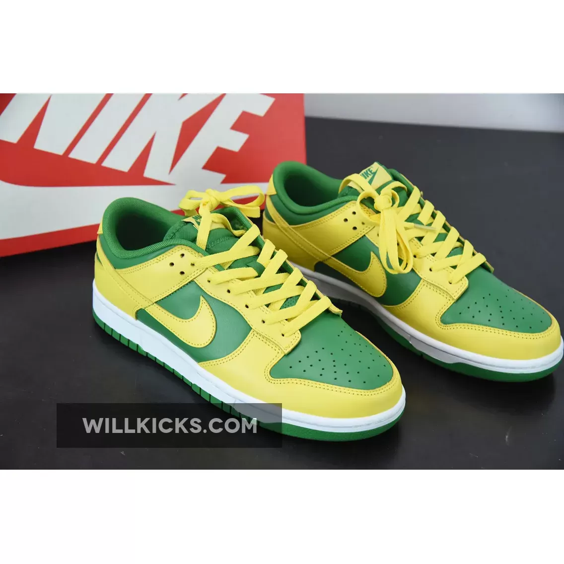 Brazil Nike Shoes - Nike Dunk Low 'Reverse Brazil' Apple Green/Yellow Strike-White DV0833-300