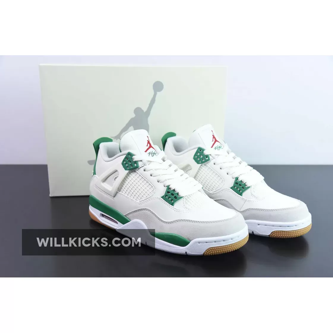 Nike SB x Air Jordan 4 Sail/Pine Green-Neutral Grey-White DR5415-103 #air jordan pine green