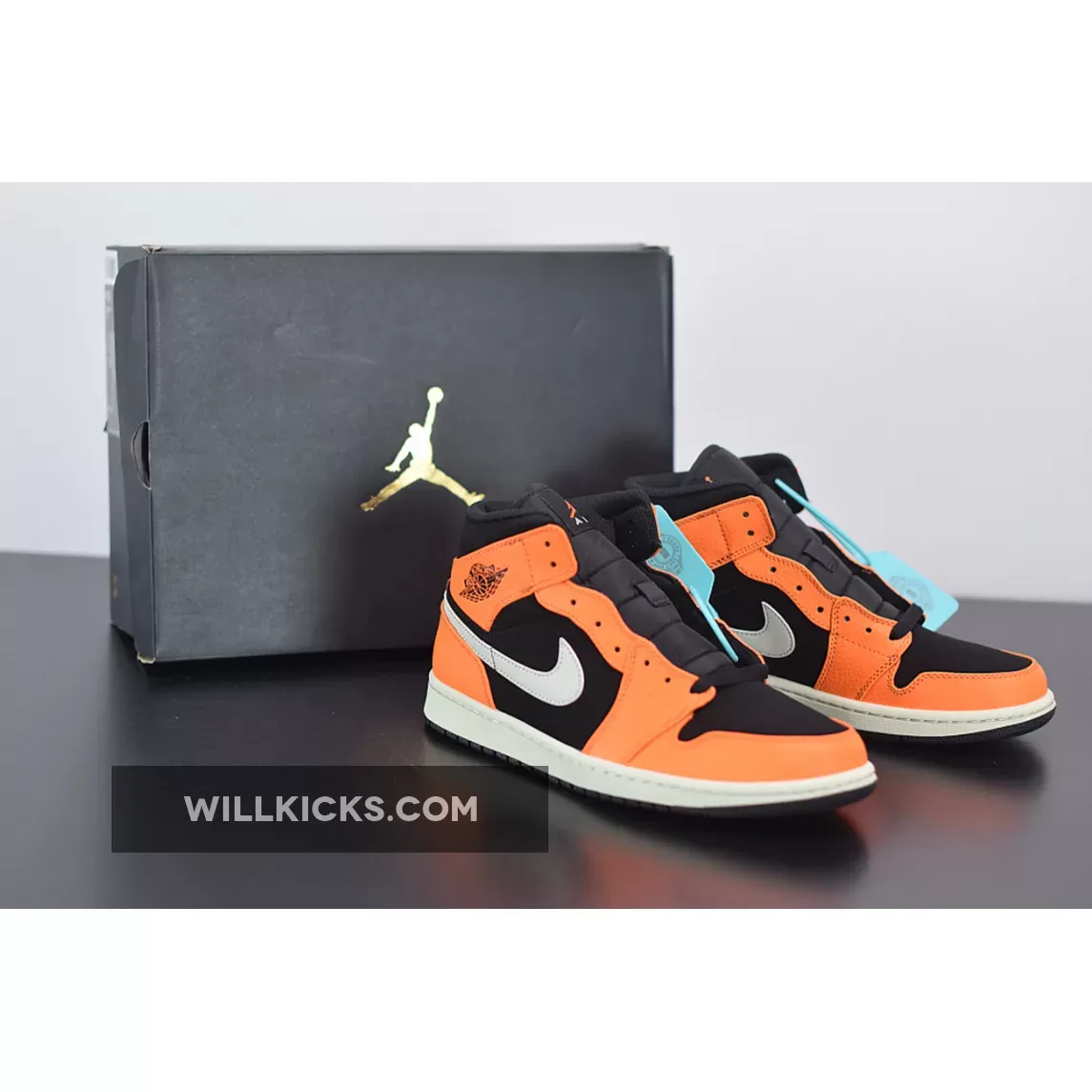 Air Jordan 1 Mid 'Black Cone' 554724-062 / orange and black 1's