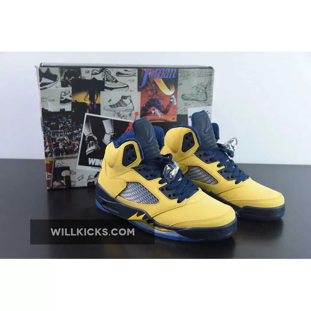 Air Jordan 5 Retro Se 'Michigan' AJ5 Amarillo/College Navy-Amarillo