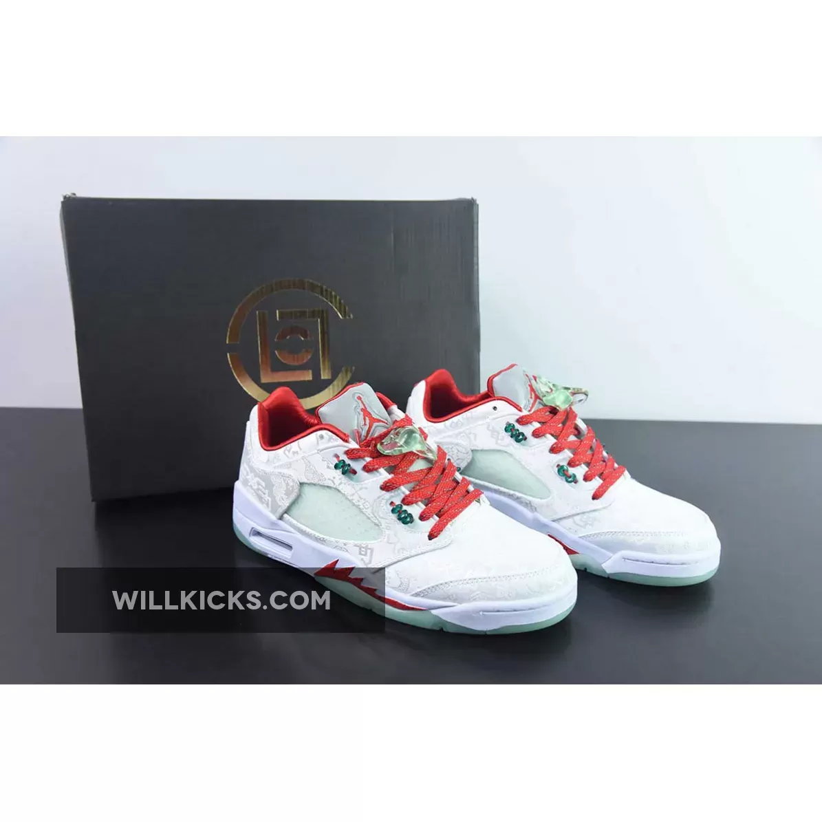 CLOT x Air Jordan 5 Low White Silk